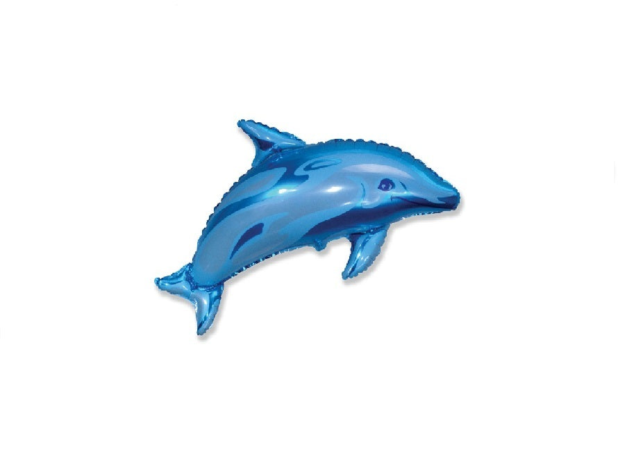 Figura de foil aluminio con helio delfin azul (70 cm x 96cm)