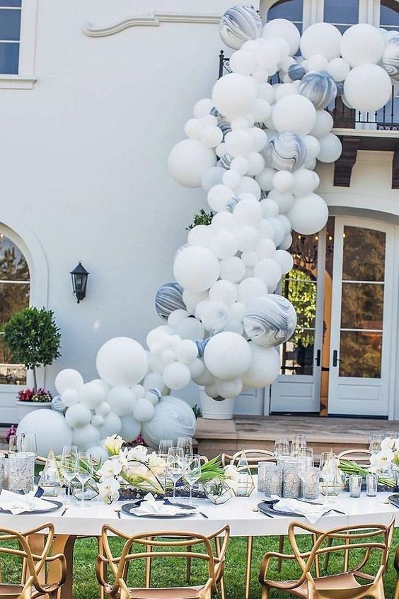 Adorno de boda con globos - guirnalda con globos blancos