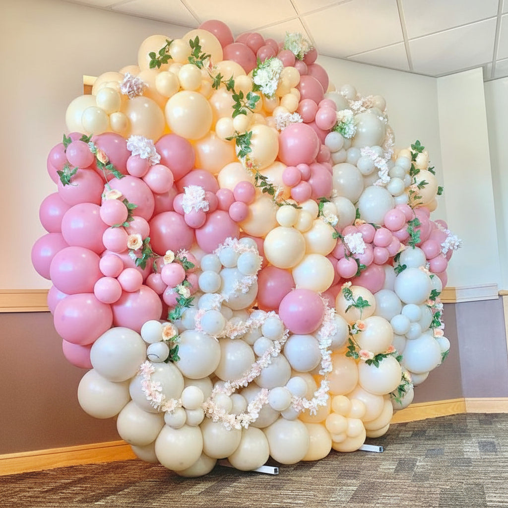 Arco de Globos para Boda – Rosa, Amarillo y Blanco