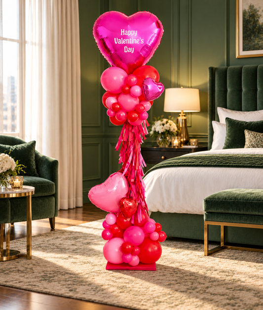 Columna de globos con corazón