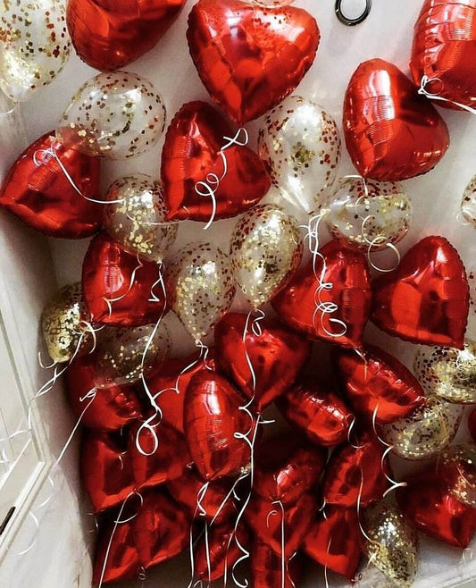 Globos de corazones rojos con helio para el techo