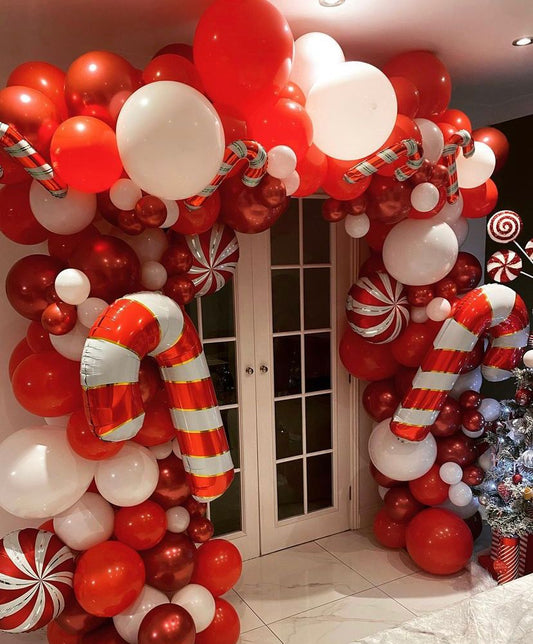 Guirnalda de globos rojos y blancos