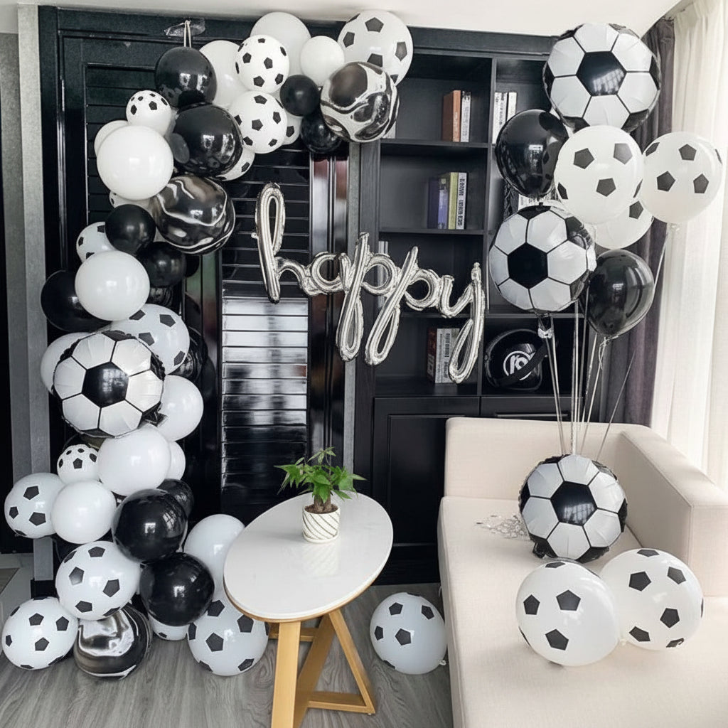 Guirnalda de globos para futbolista y globos con helio