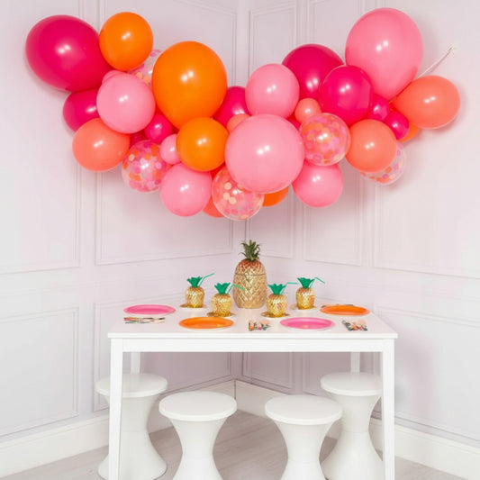 Guirnalda de globos rosas, fucsias, naranjas