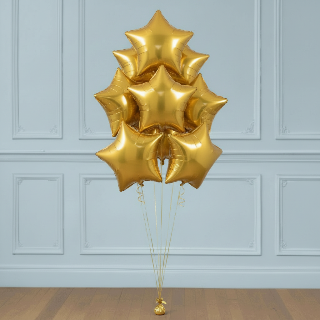 Ramo de Globos Estrellas Dorado