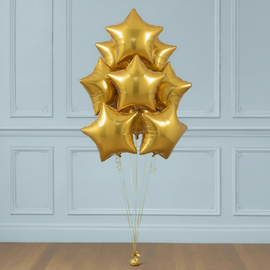 Ramo de Globos Estrellas Dorado