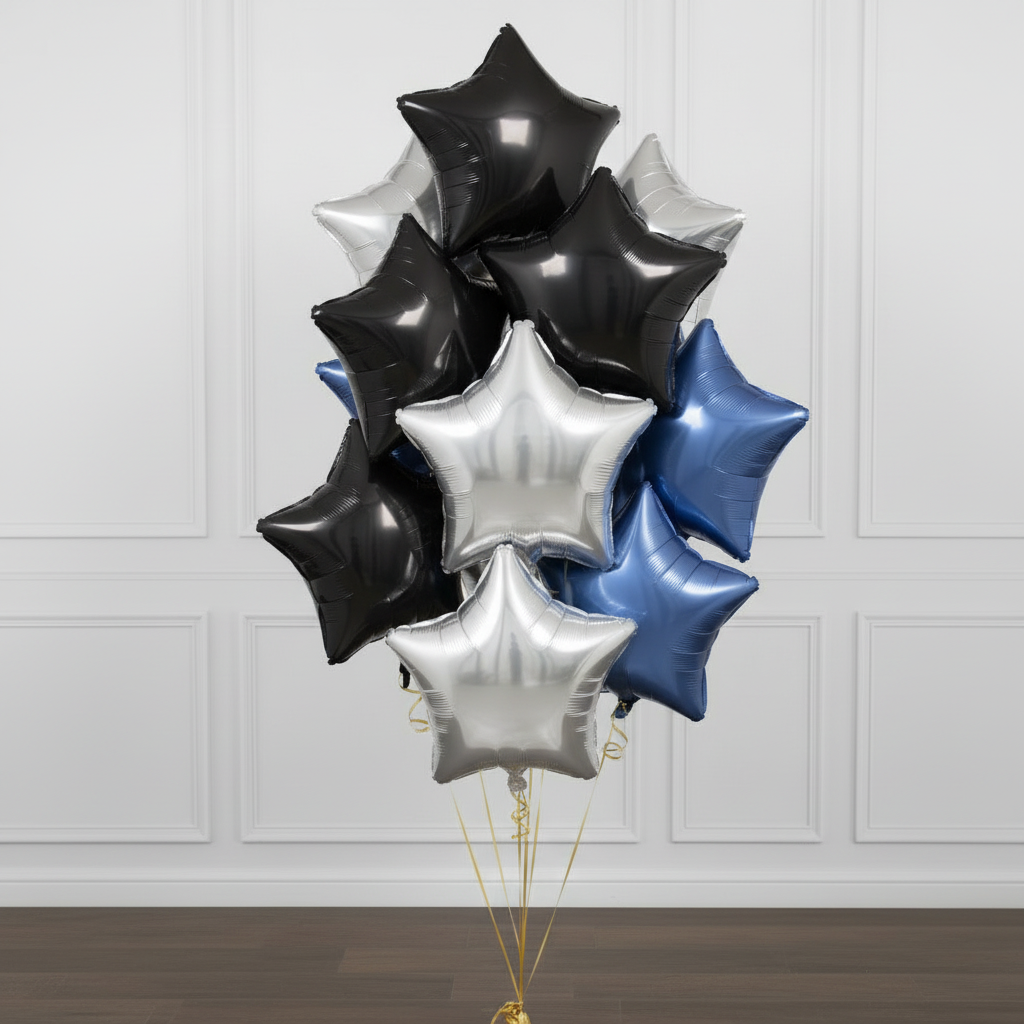 Ramo de Globos Estrellas Negro