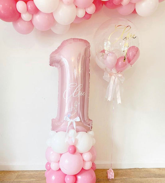 Bouquet de Globos con bubble personalizado y nube de globos