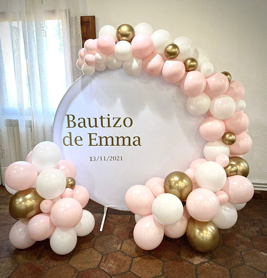Arco de globos rosas y blancos
