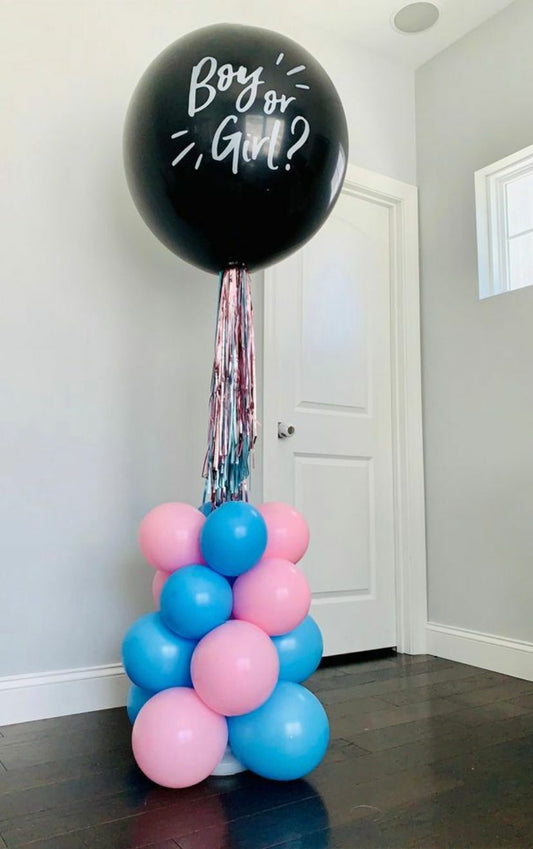 Globo negro niño o niña con helio y soporte