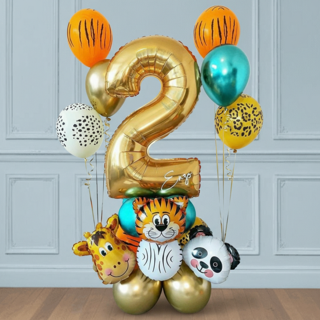 Bouquet de Globos Jungla con número 2