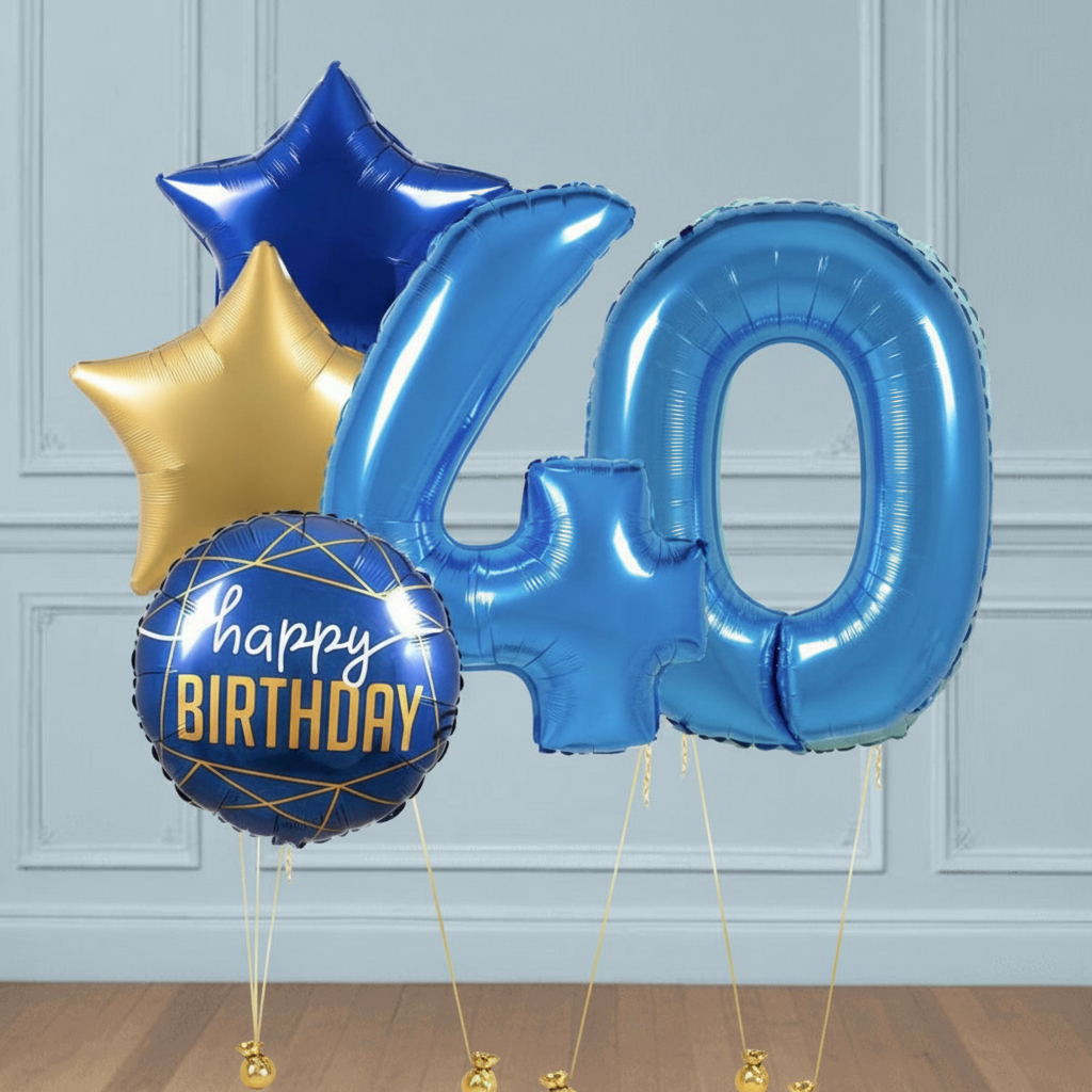 Ramo de Números 40 de azules y estrellas