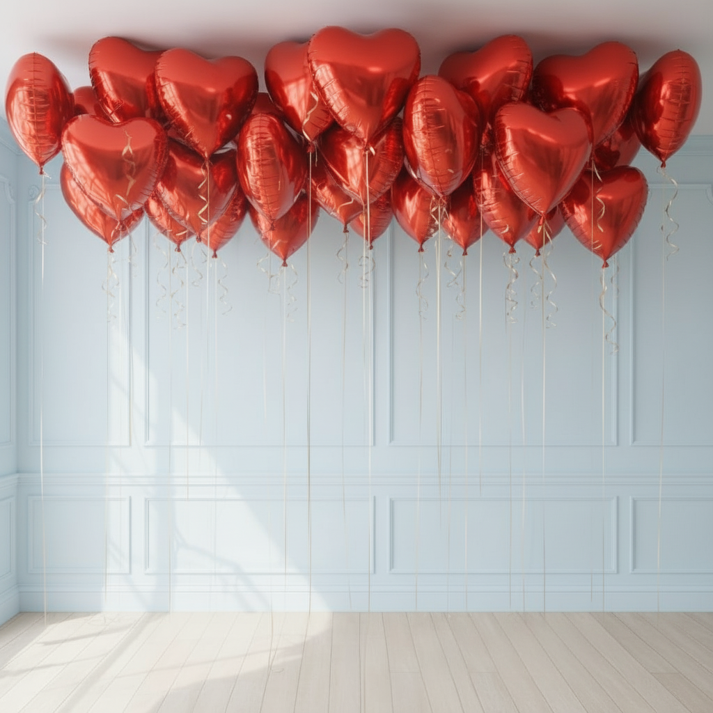 Ramo de corazones rojos