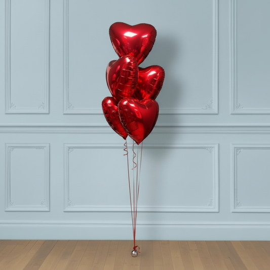 Ramo de 5 globos corazones