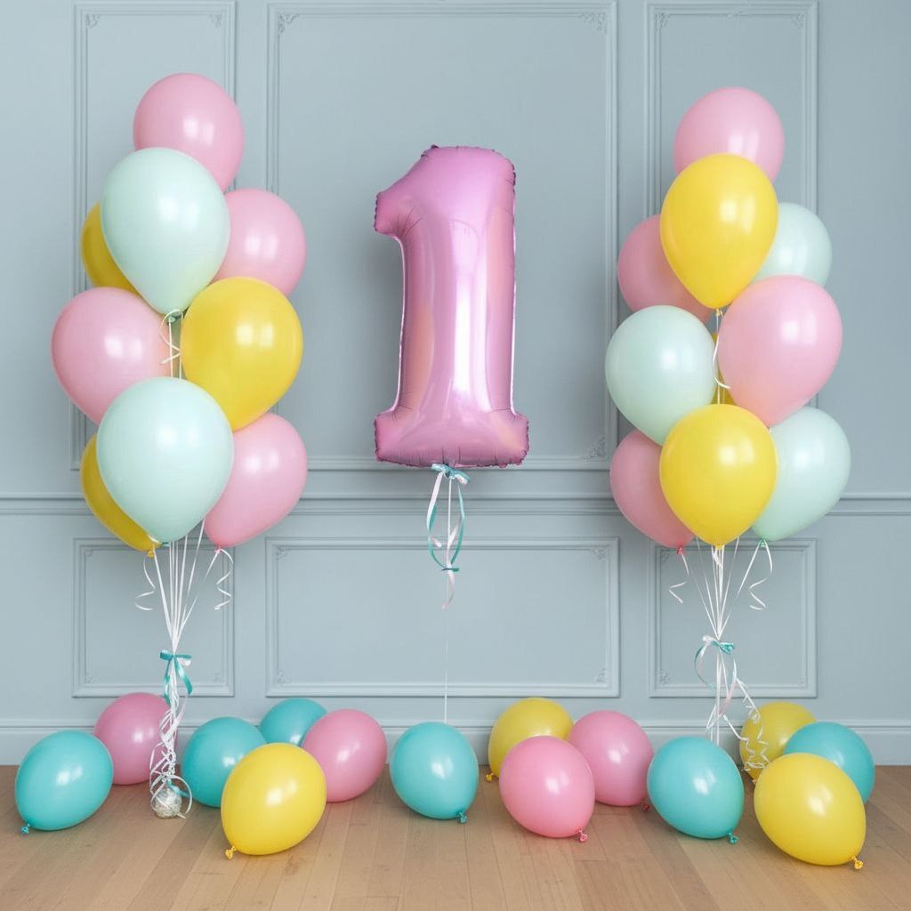 Número y ramos de globos