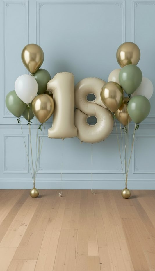 Ramo de globos con números para cumpleaños 18