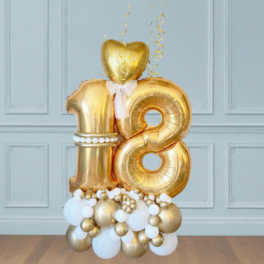 Bouquet de globos de cumpleaños con números 18