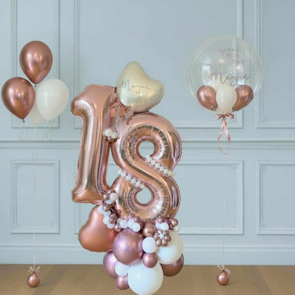 Bouquet de globos de cumpleaños con números 18