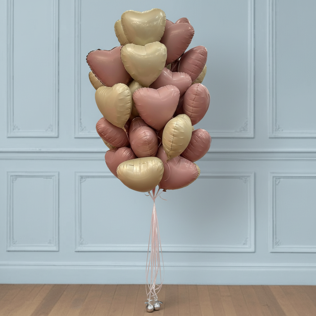 Nube de globos con forma de corazón