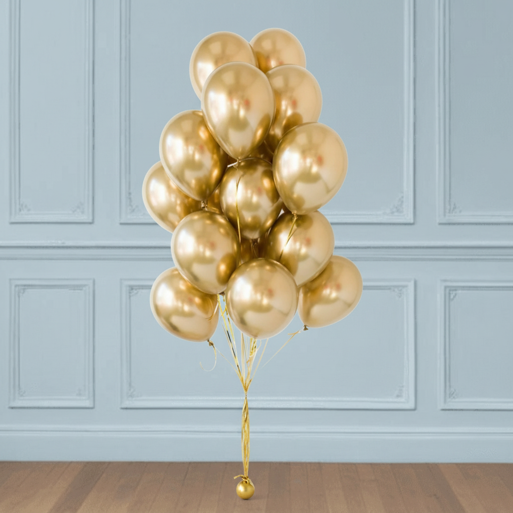 Ramo de globos dorados con helio