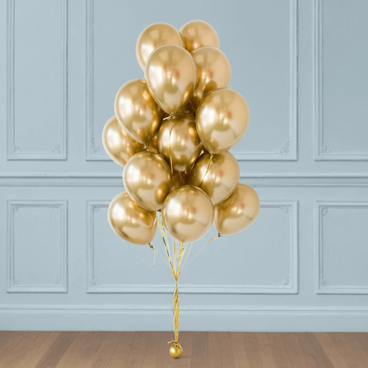Ramo de globos dorados con helio
