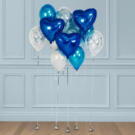 Fuente de Globos Amor con corazones azul